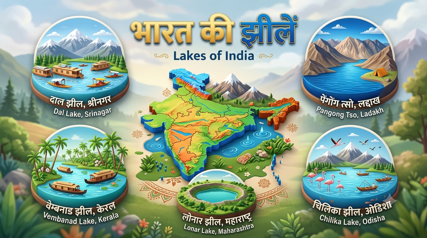 भारत की महत्वपूर्ण झीलें